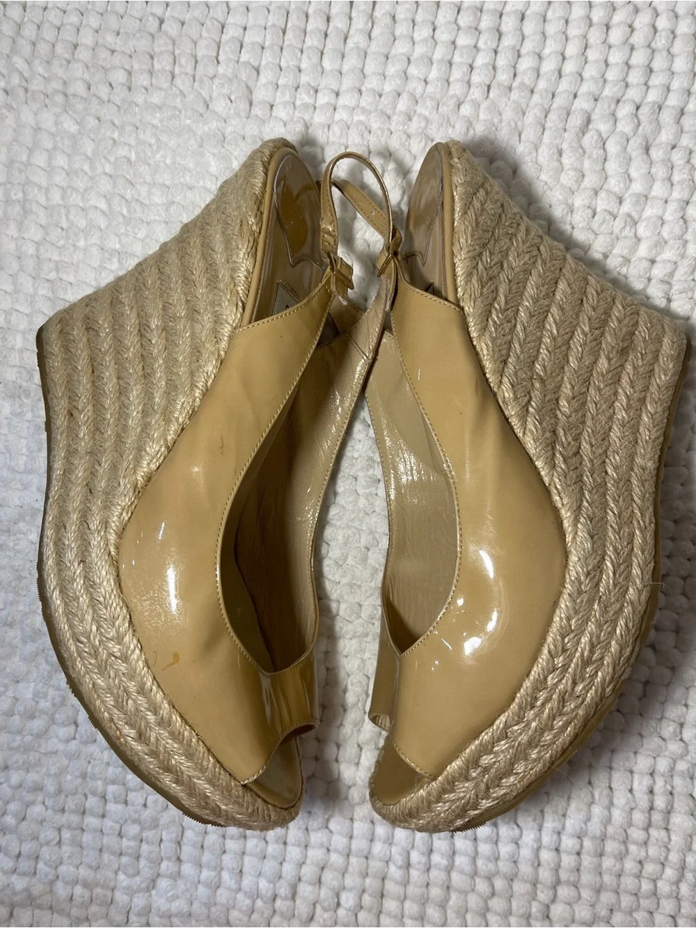 Jimmy Choo Cream Leather Espadrille Slingback Wedges